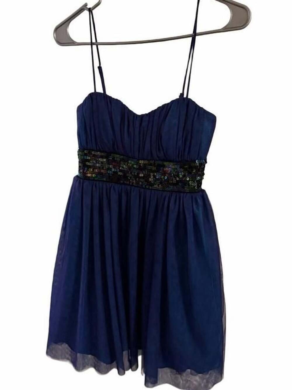 XOXO Cocktail Dress Size 5 Blue Sequin